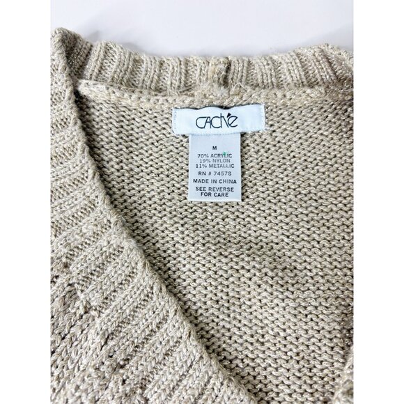 Cache' Medium Shrug Sweater Bolero Shoulder Cover Gold Metallic Threads EUC - Picture 5 of 6